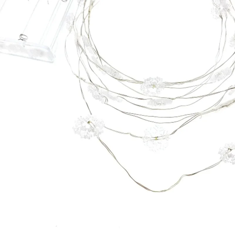 snowflake fairy string lights battery operated cool white 10ft 30 led