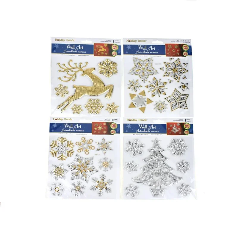 snowflake metallic foil christmas wall decals 35 piece set