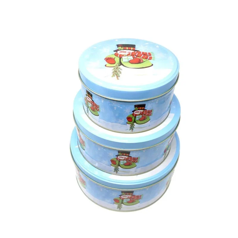 snowman christmas cookie tins 3 piece set