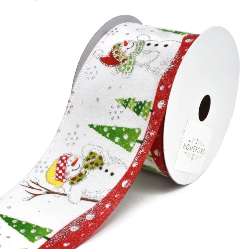 snowman design christmas ribbon 2 5 x 10 yards