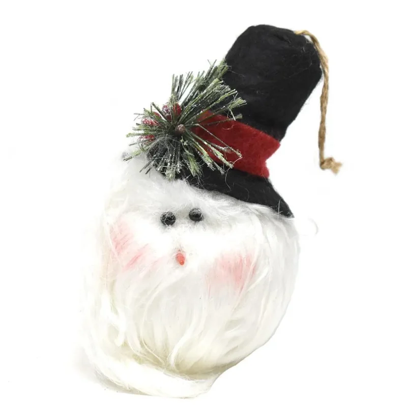 snowman plush head with top hat 5 5 white christmas decor