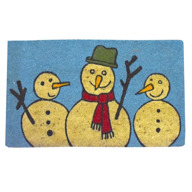 snowmen christmas coir doormat 29 5 x 18 inches