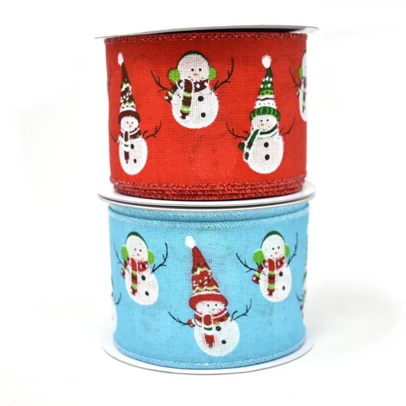 snowmen christmas wired ribbon 2 5 x 10 yards