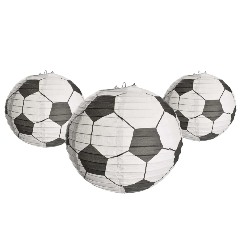 soccer ball paper lanterns 10 inch set of 3