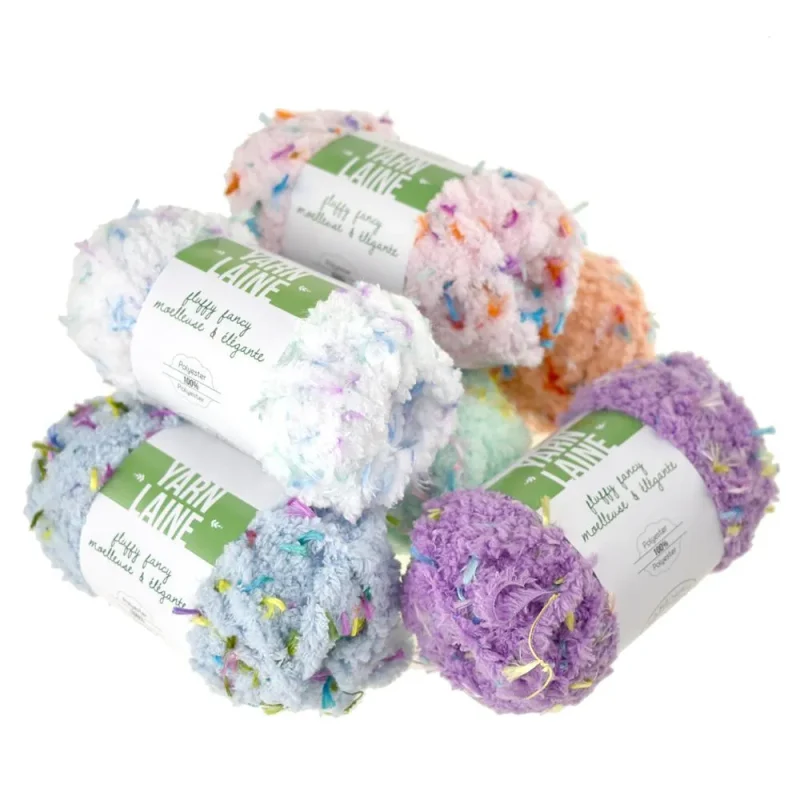 soft polyester yarn bundle 27 yard fluffy fancy