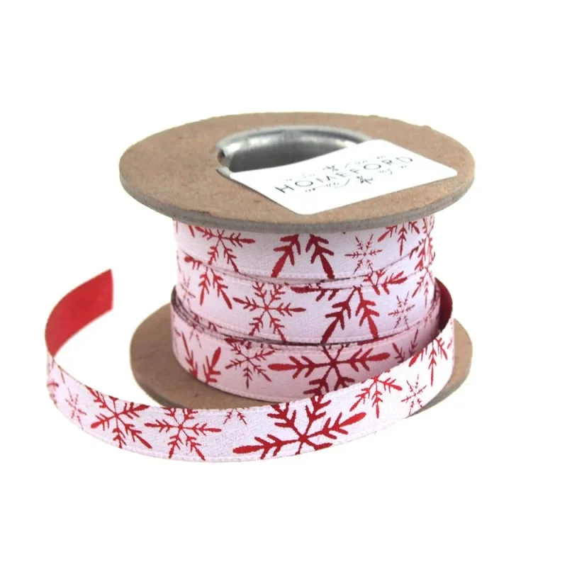 soft touch snowflake christmas ribbon 3 8 x 9 yards red white