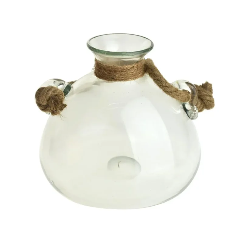 spacious glass vase w rope handle 8 25 inch