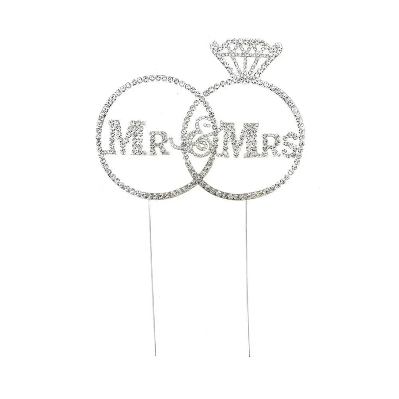 sparkling rhinestone mr mrs cake topper 9 silver