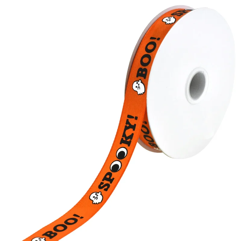 spooky halloween ghost satin ribbon 5 8 x 10 yards orange