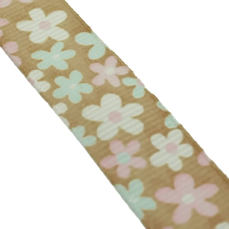 starburst floral grosgrain ribbon roll 5 8 x 10yd toffee