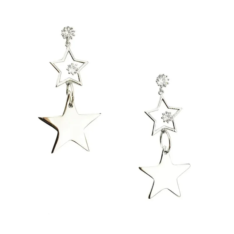 starry silver dangle earrings 1 75 inches