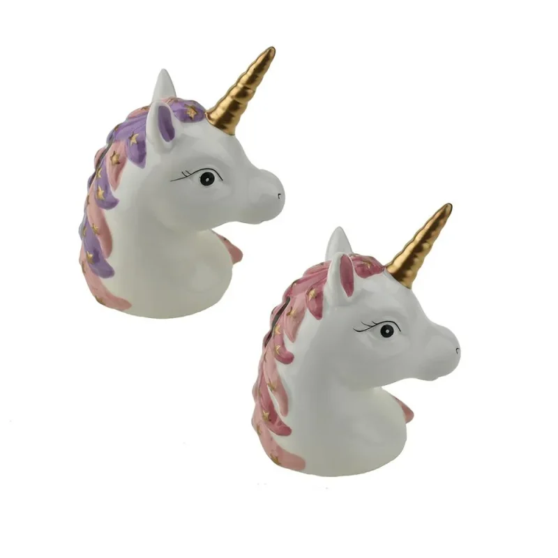 starry unicorn ceramic coin bank 6 5 inch