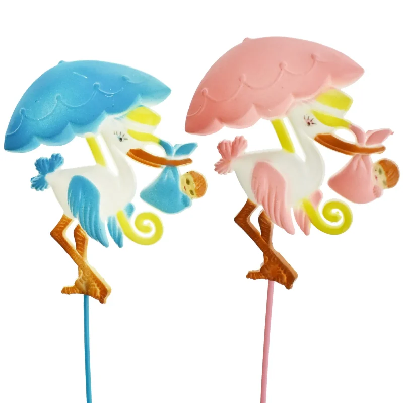 stork baby shower umbrella pick toppers 14 x 12 pack