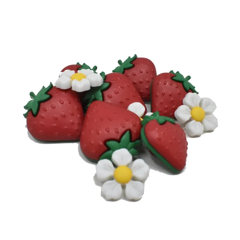 strawberry flower red buttons 10 pack