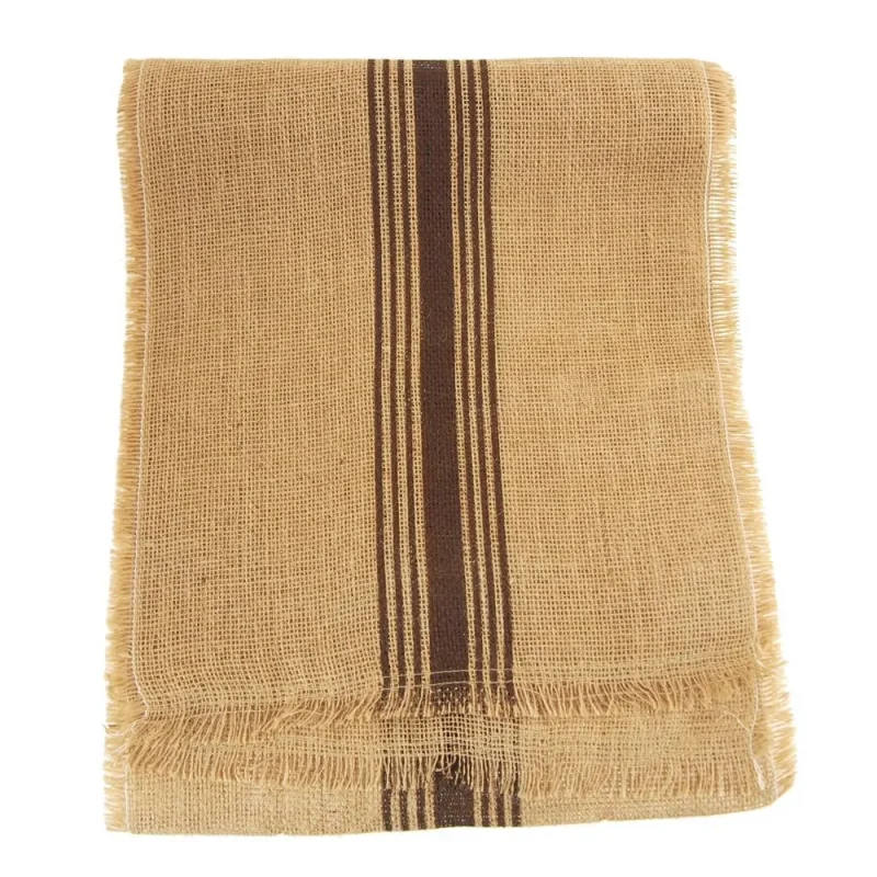 striped burlap table runner 12 5 x 9ft brown