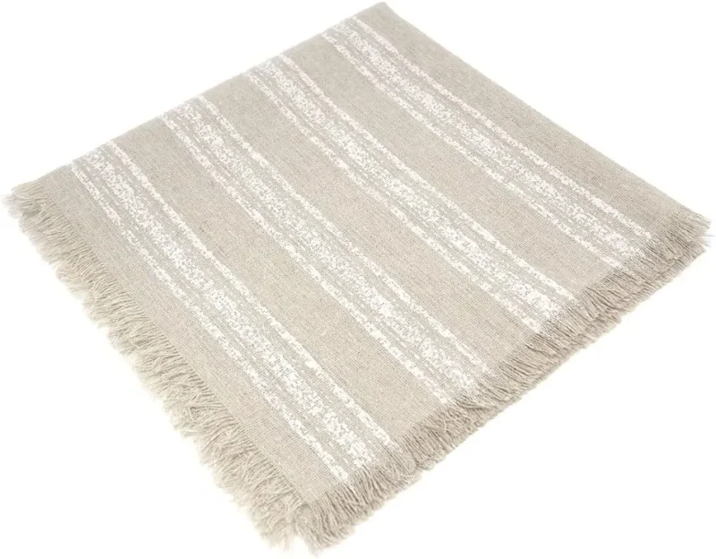 striped fringed linen napkin 19 5 x 19 5