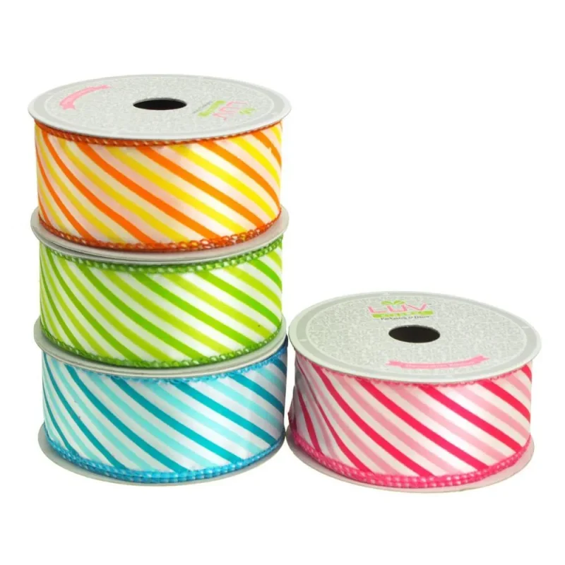 striped polyester ribbon 1 5 inch x 10 yards summer candy colors