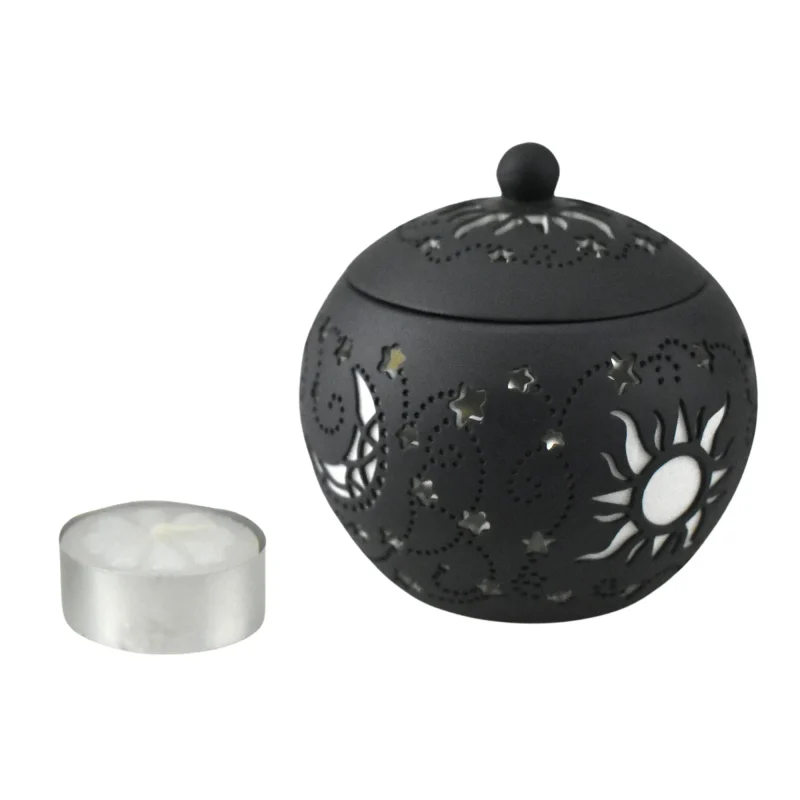 sun moon tea light holder vase 3 gray