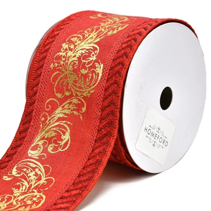 swirl scroll wired christmas ribbon 4 x 10 yards