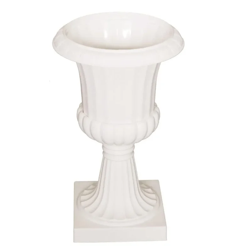 tall off white plastic pedestal planter urn 20 inch