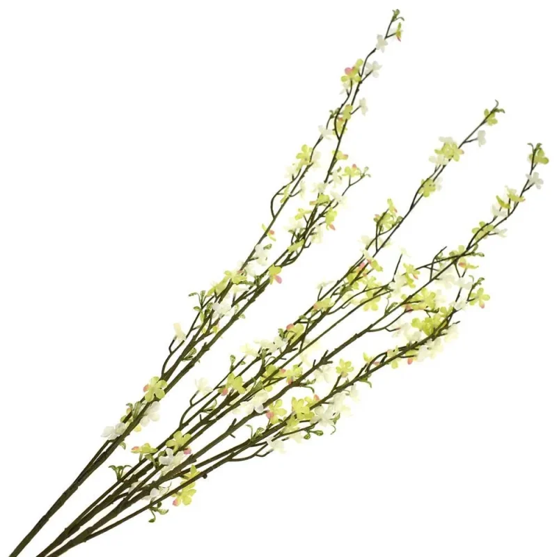 tall white green silk blossom branch 38in