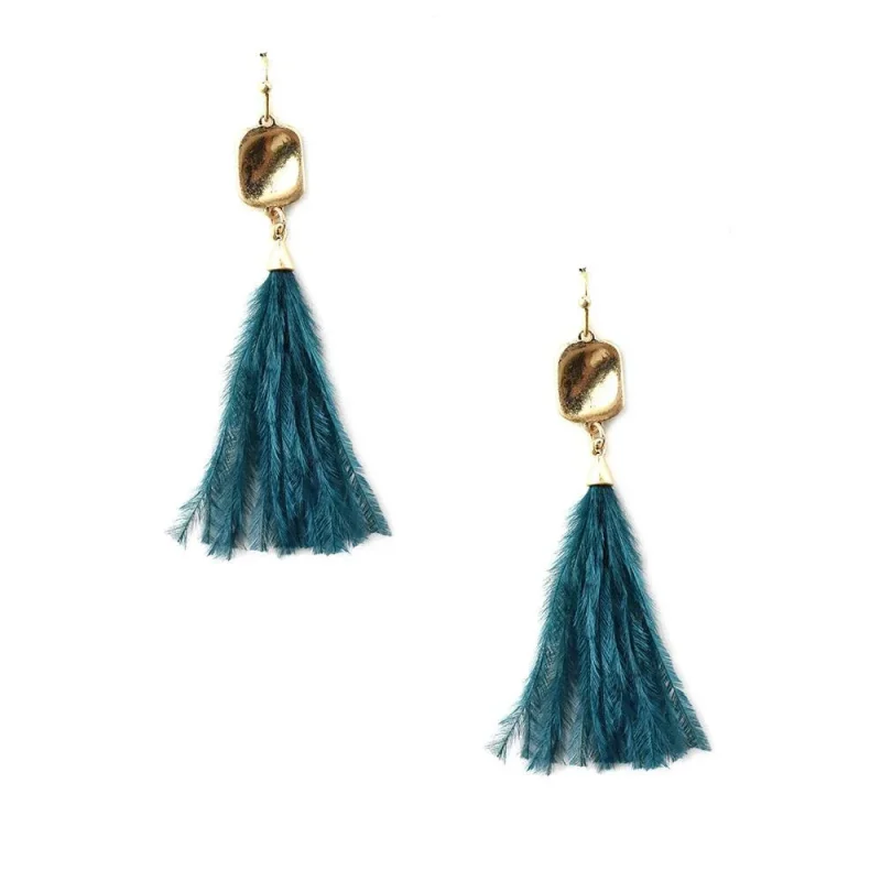 tassel drop earrings 2 feather design