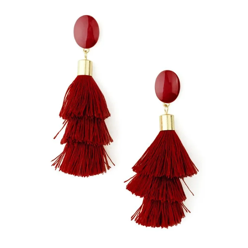 tassel drop earrings 3 layer 3 5 inch