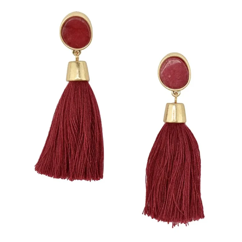 tassel stone drop earrings 2 1 4 inch