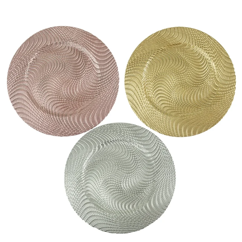 textured swirl 13 inch round plastic charger plate 1 pack