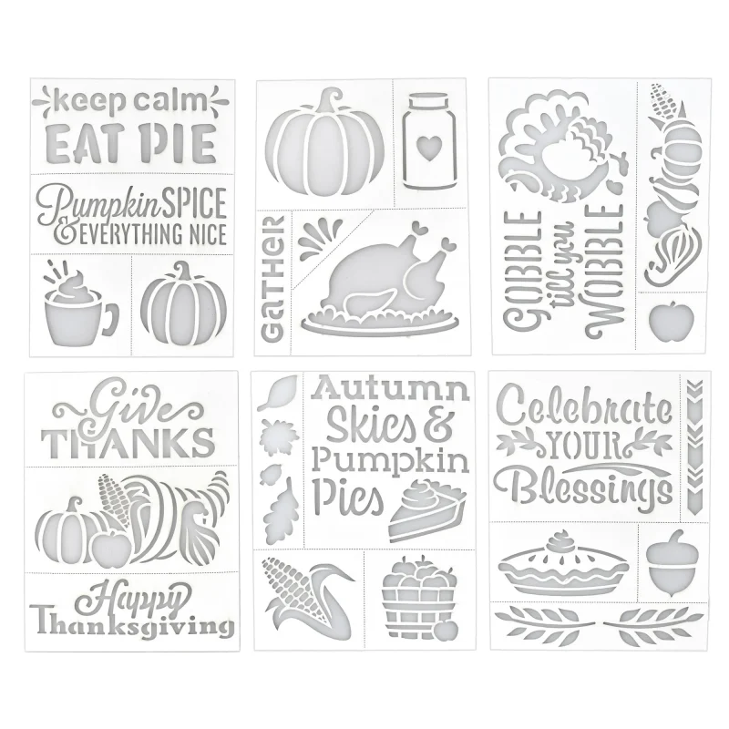 thanksgiving adhesive back stencils 8 x 6 piece set