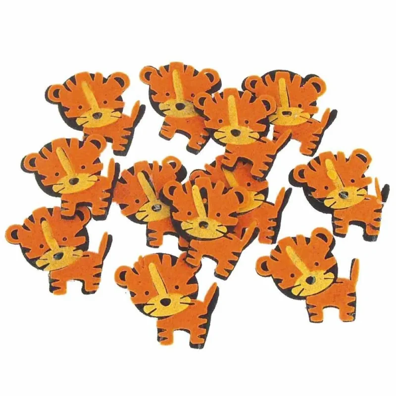 tiger felt animal set 2 inch 12 piece yellow orange