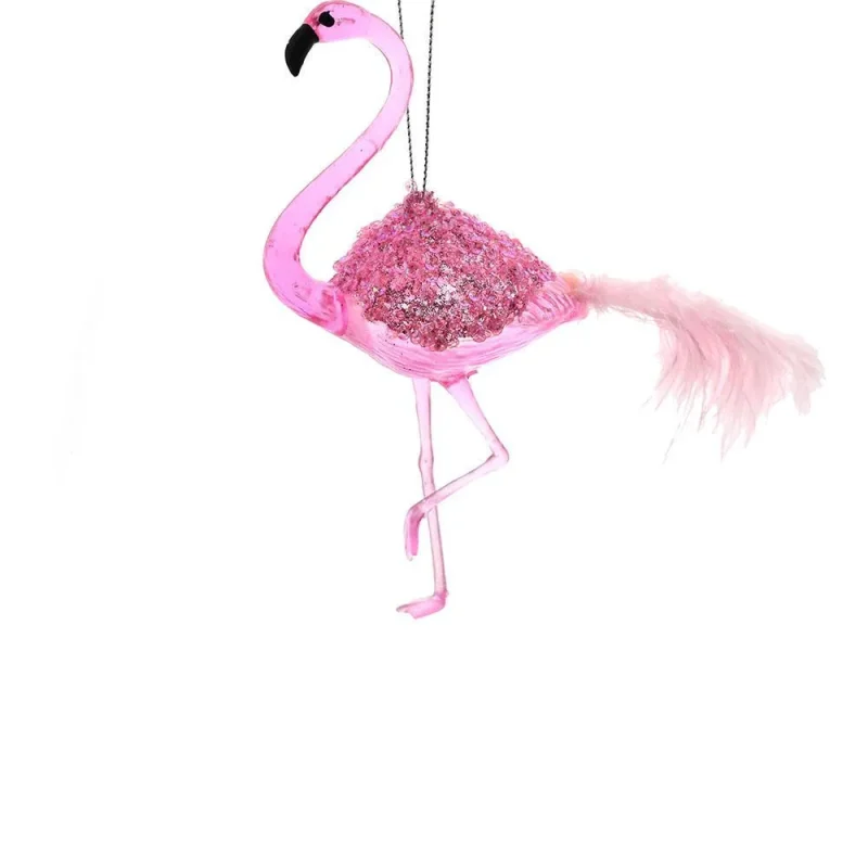 translucent pink flamingo christmas ornament 6 25 inches