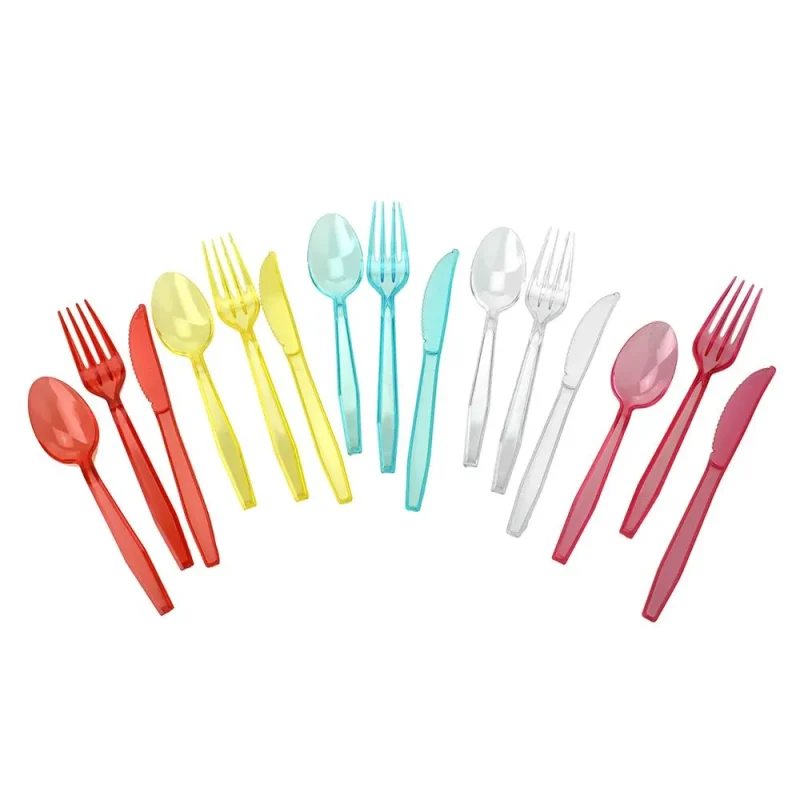 transparent plastic cutlery set assorted sizes 24 piece