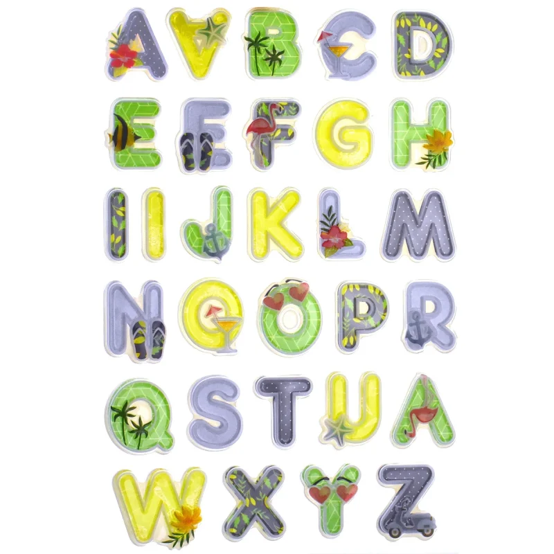 tropical 3d alphabet pop up sticker set 1 inch 30 piece