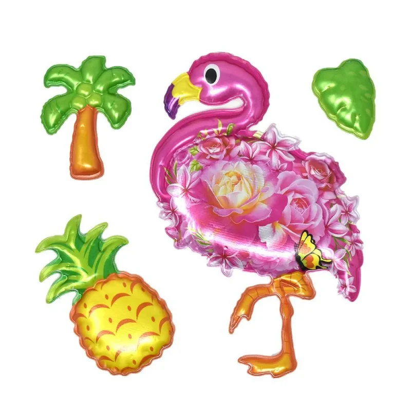 tropical 3d flamingo balloon wall decals 4 piece set