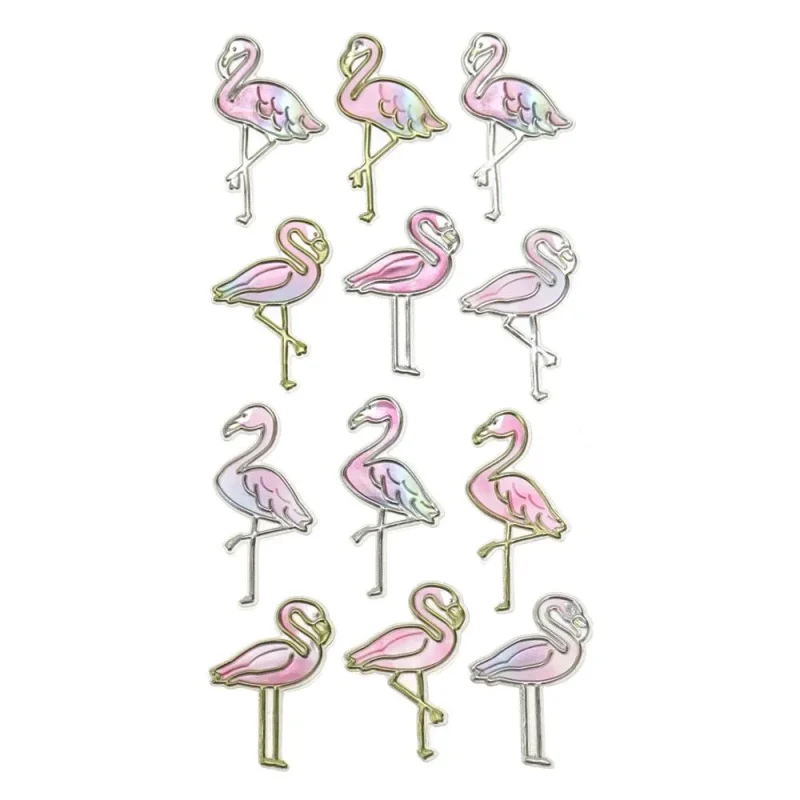 tropical flamingo foil stickers 12 pack