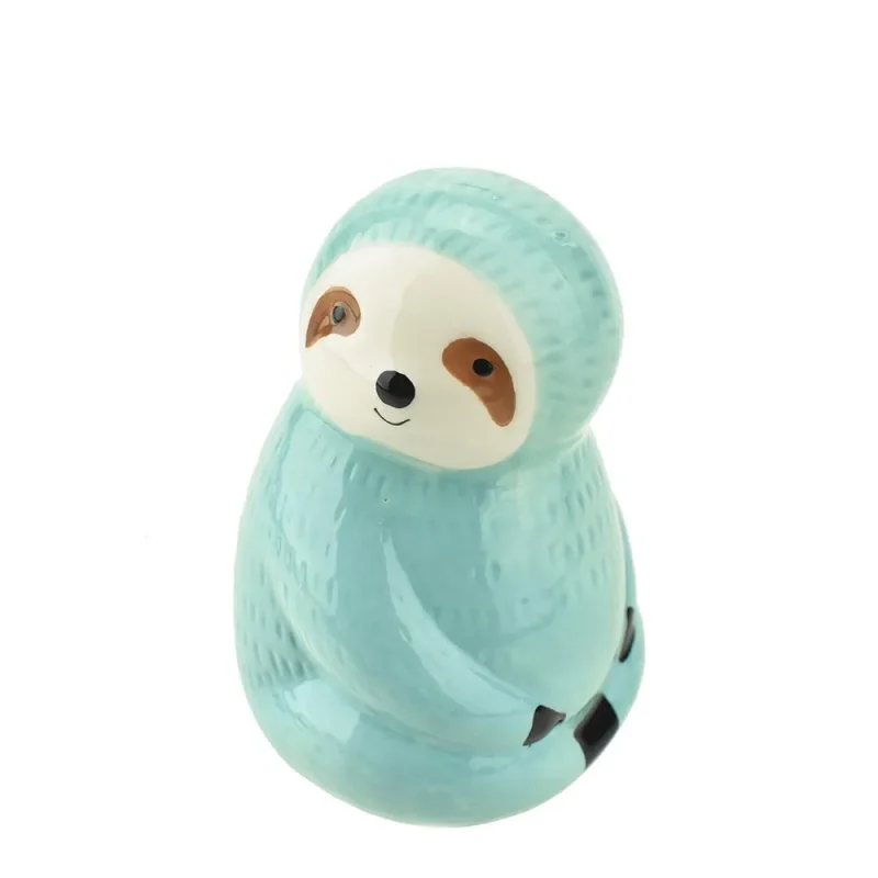 turquoise ceramic sloth coin bank 4 75 inch