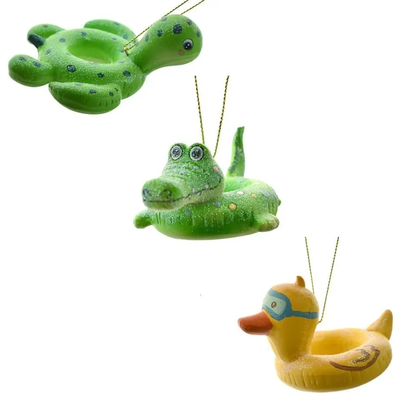 turtle crocodile duck 3 floaty ornaments 3 piece set