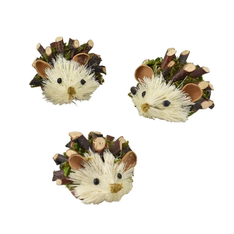 twig moss mini hedgehog decor set 2 tall 3 piece