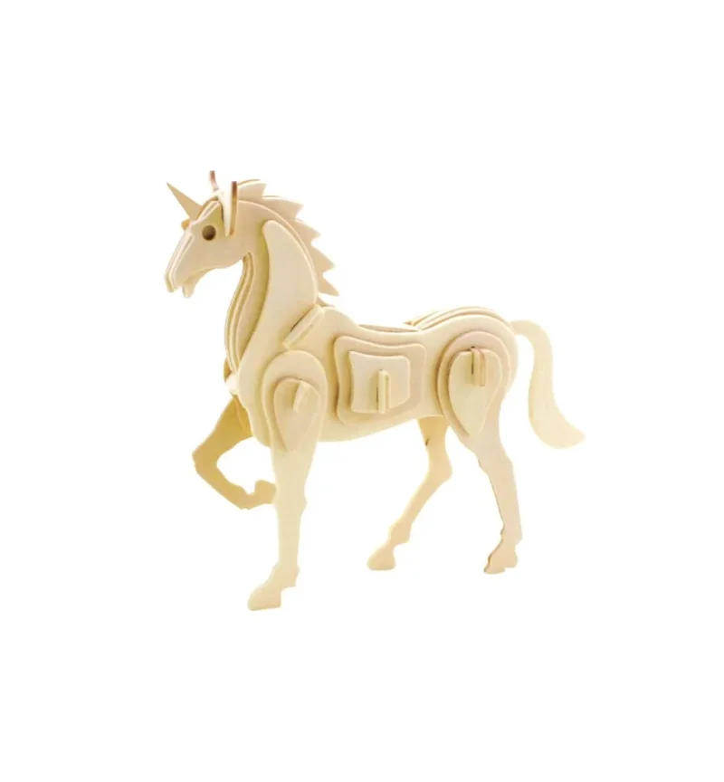 unicorn 3d wooden puzzle kit natural 6 5 inch