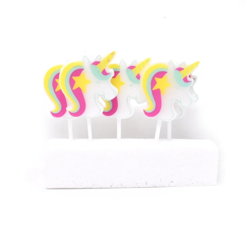 unicorn birthday candles 5 pack 1 5 inch rainbow design