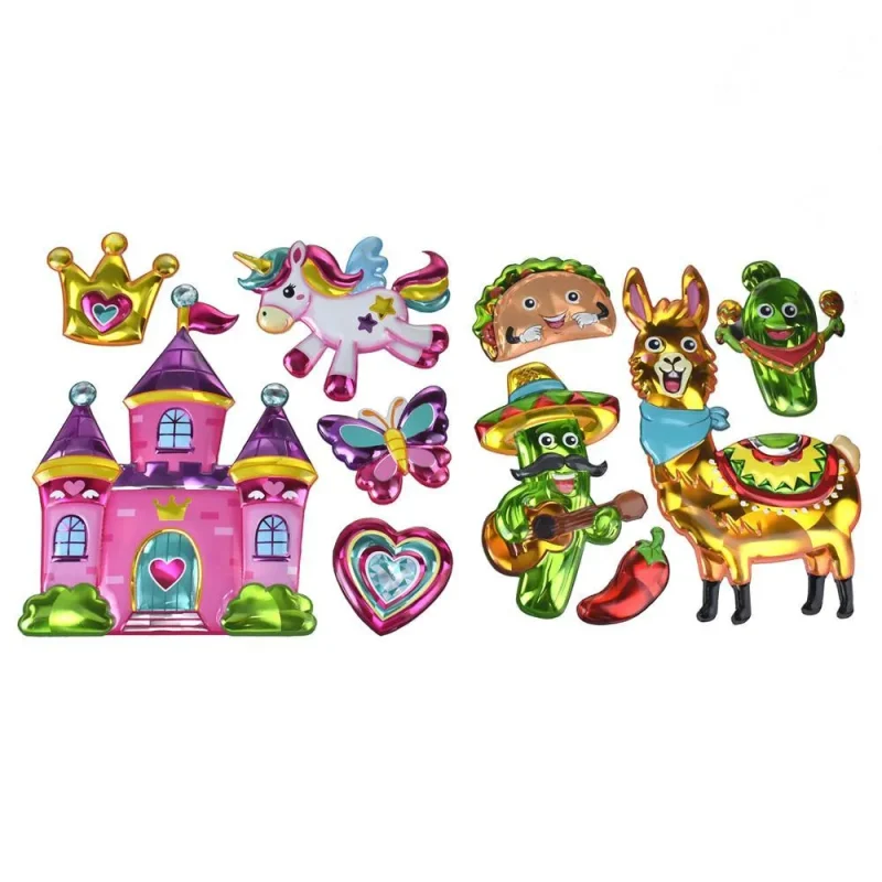 unicorn castle friends 3d balloon wall art stickers 10 piece set