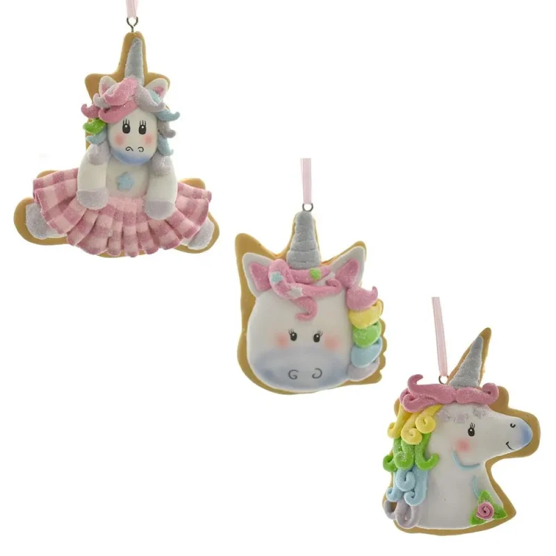 unicorn christmas cookie ornaments 3 5 inch set of 3