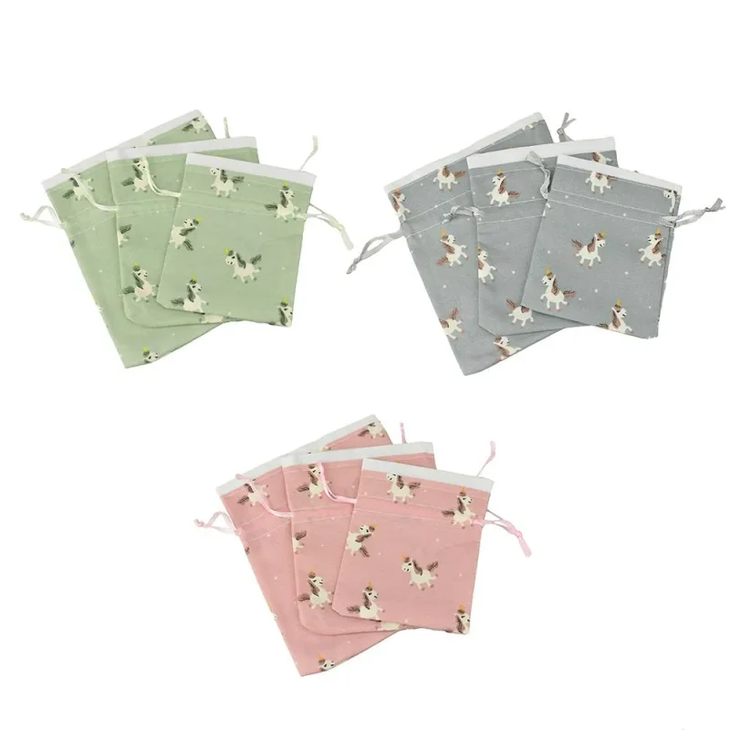 unicorn drawstring bags assorted sizes 3 pack