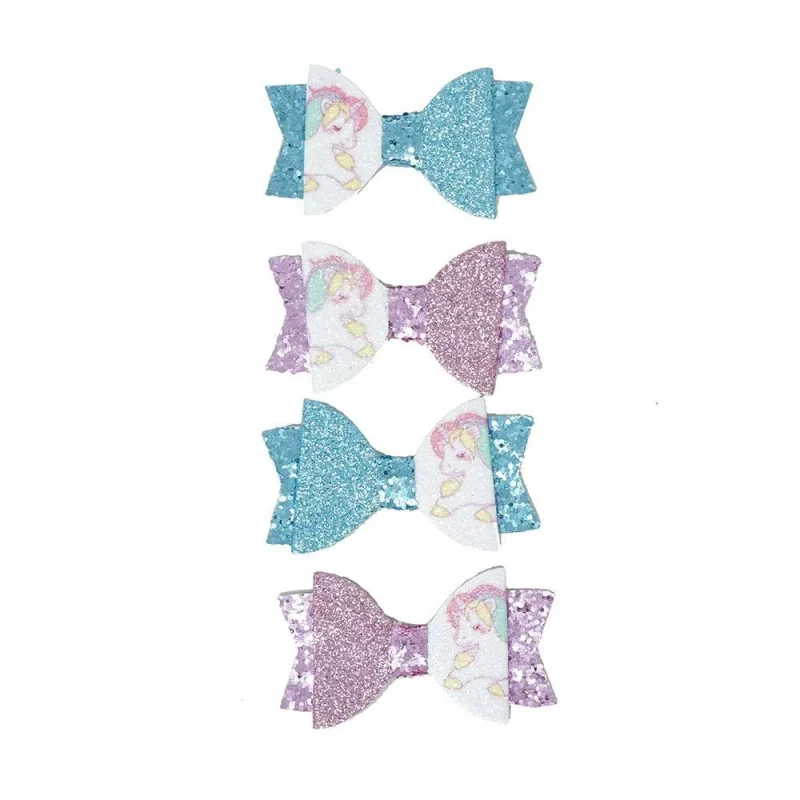 unicorn glitter bow decorations 1 1 8 4 pack