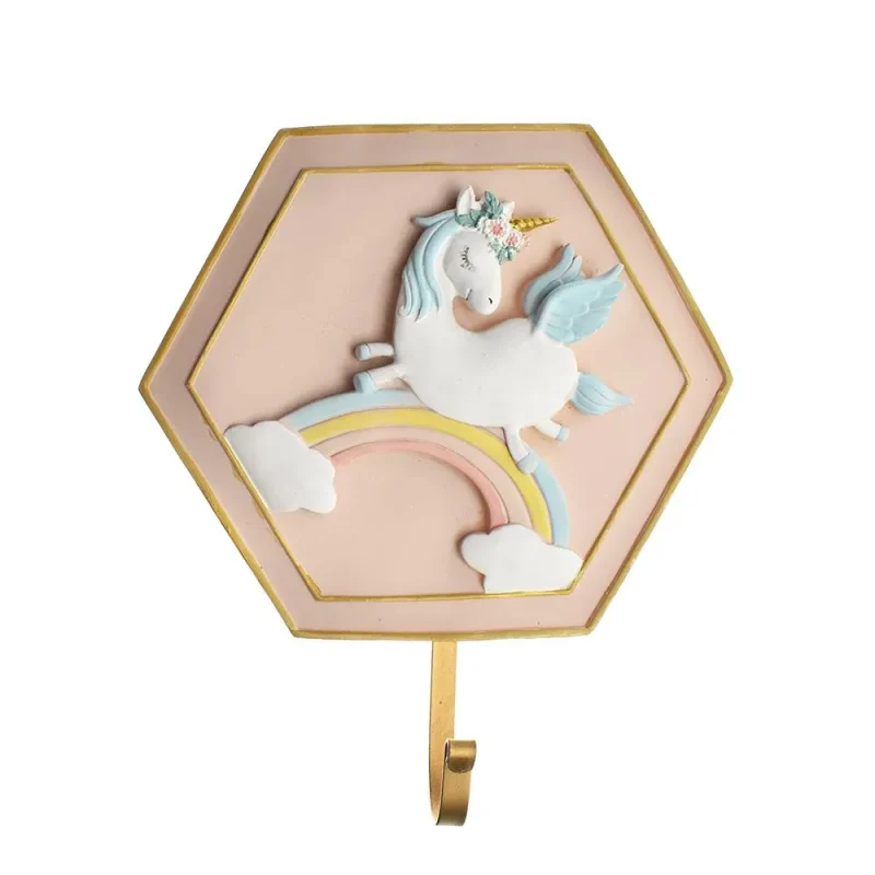 unicorn hexagon wall hook plaque 10 inch