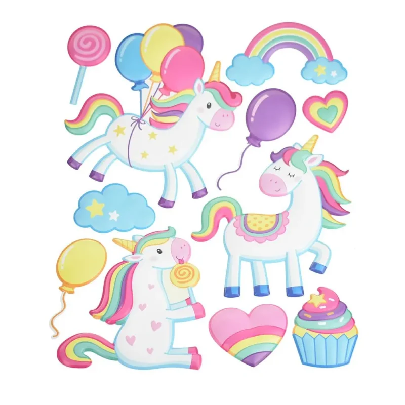 unicorn pop up 3d wall art stickers 11 piece set 1