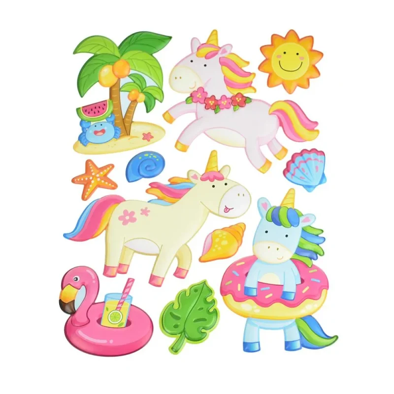 unicorn pop up 3d wall art stickers 11 piece set