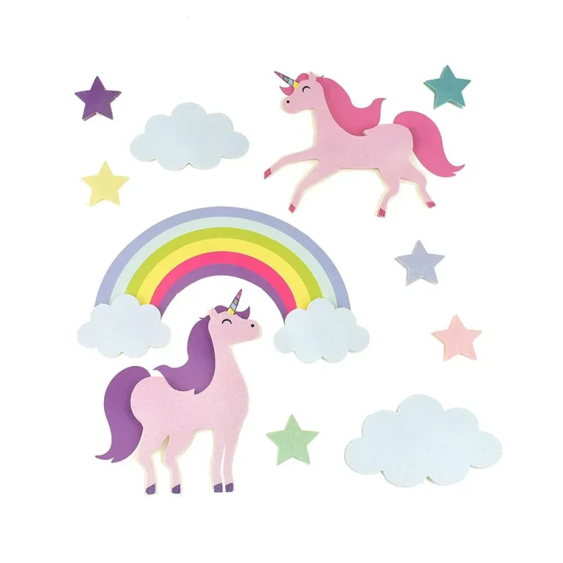 unicorn rainbow 3d pop up wall stickers 11 piece set