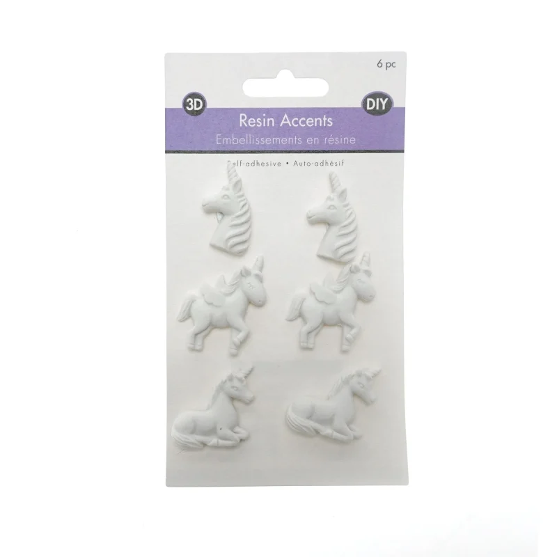 unicorn resin adhesive decor white 6 piece set